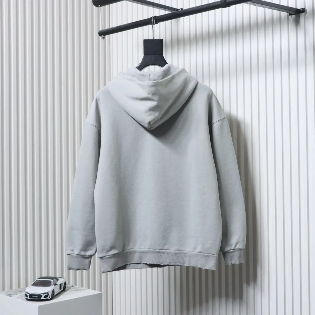 Balenciaga Ripped Double-B Logo Print Hoodie - Image 12