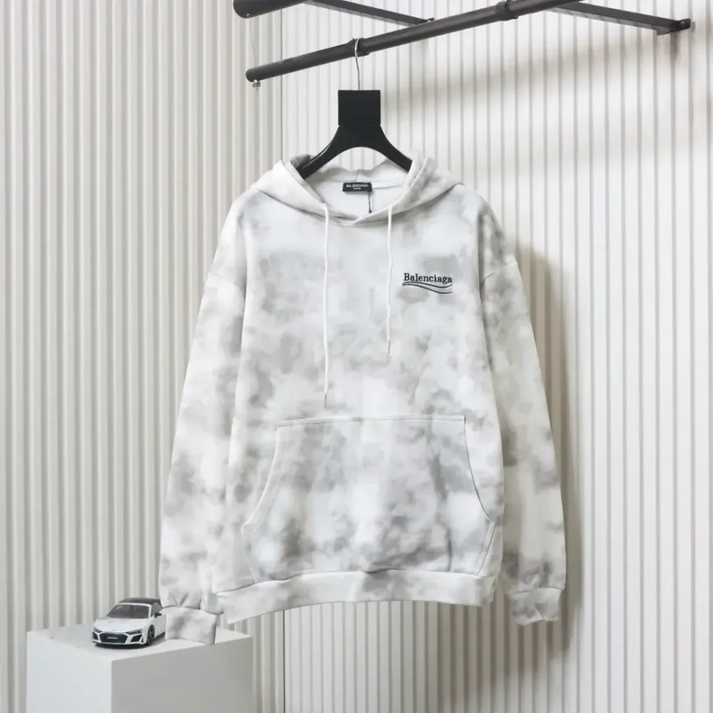 Balenciaga mud-colored distressed cola-embroidered hoodie XXL