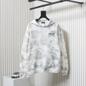 Balenciaga mud-colored distressed cola-embroidered hoodie XXL