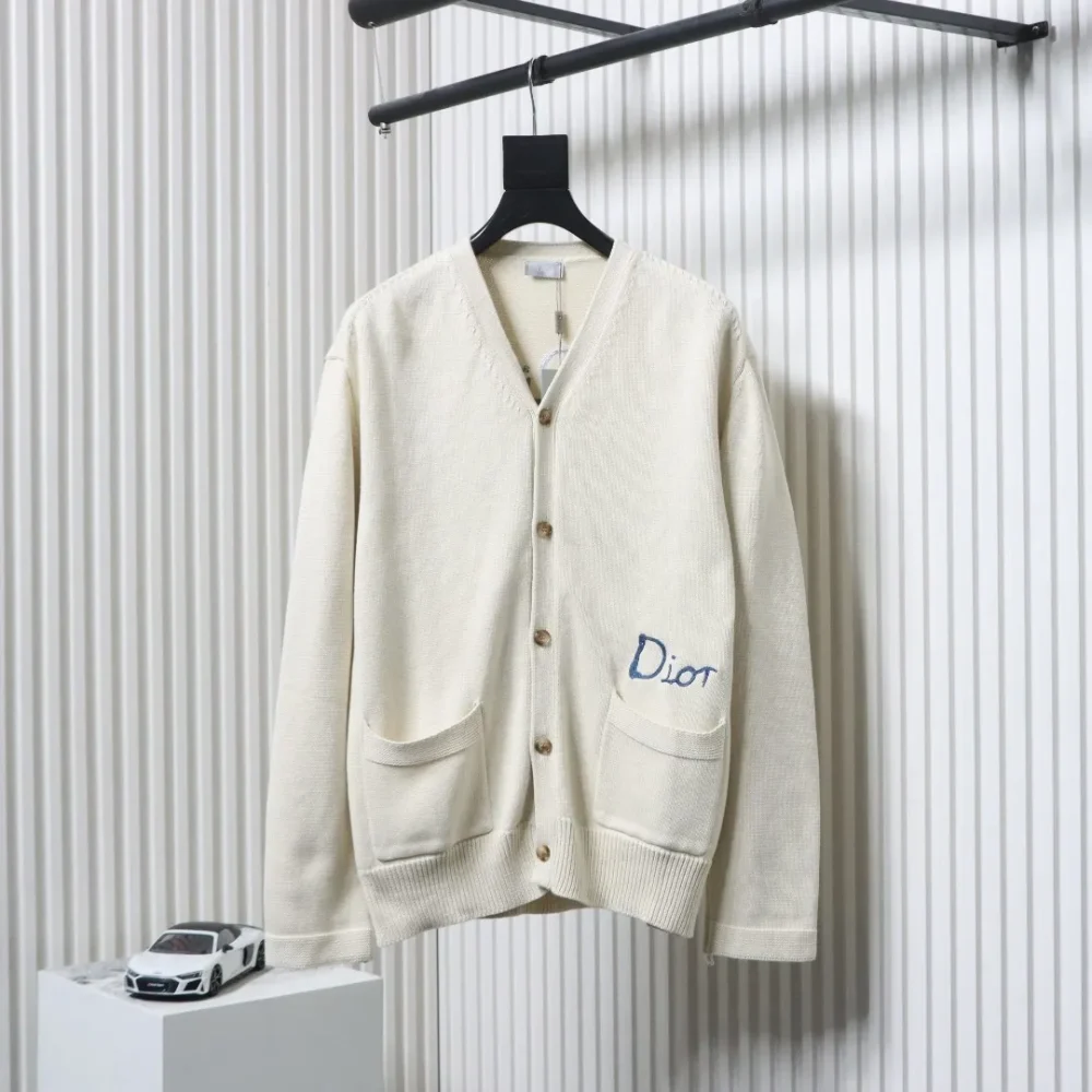 DI New Embroidered Cotton Blend Button-Front Cardigan Sweater