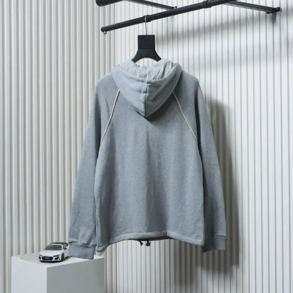 GU Half-Zip Hoodie With Woven Pattern In Red And Green - Image 12