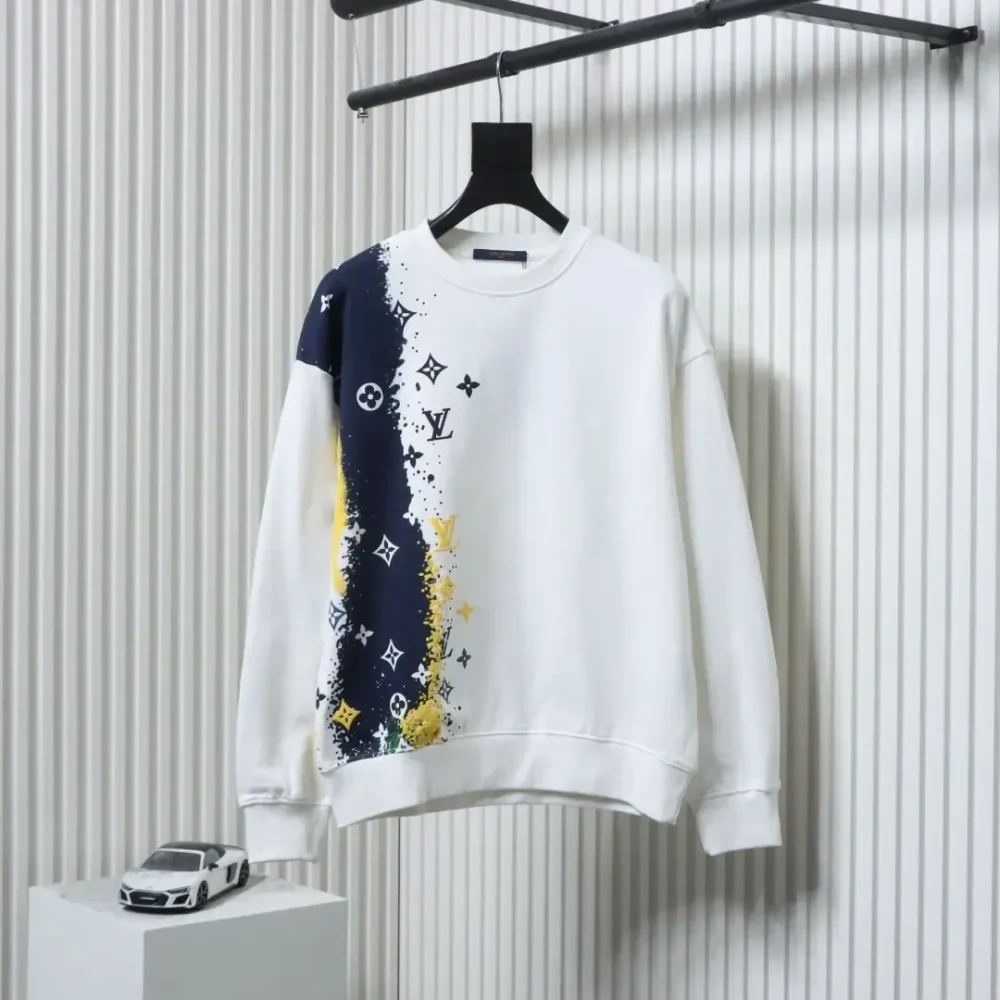 LU Crew Neck Sweatshirt with Monogram Print with Ink Splashes XXL - Image 2