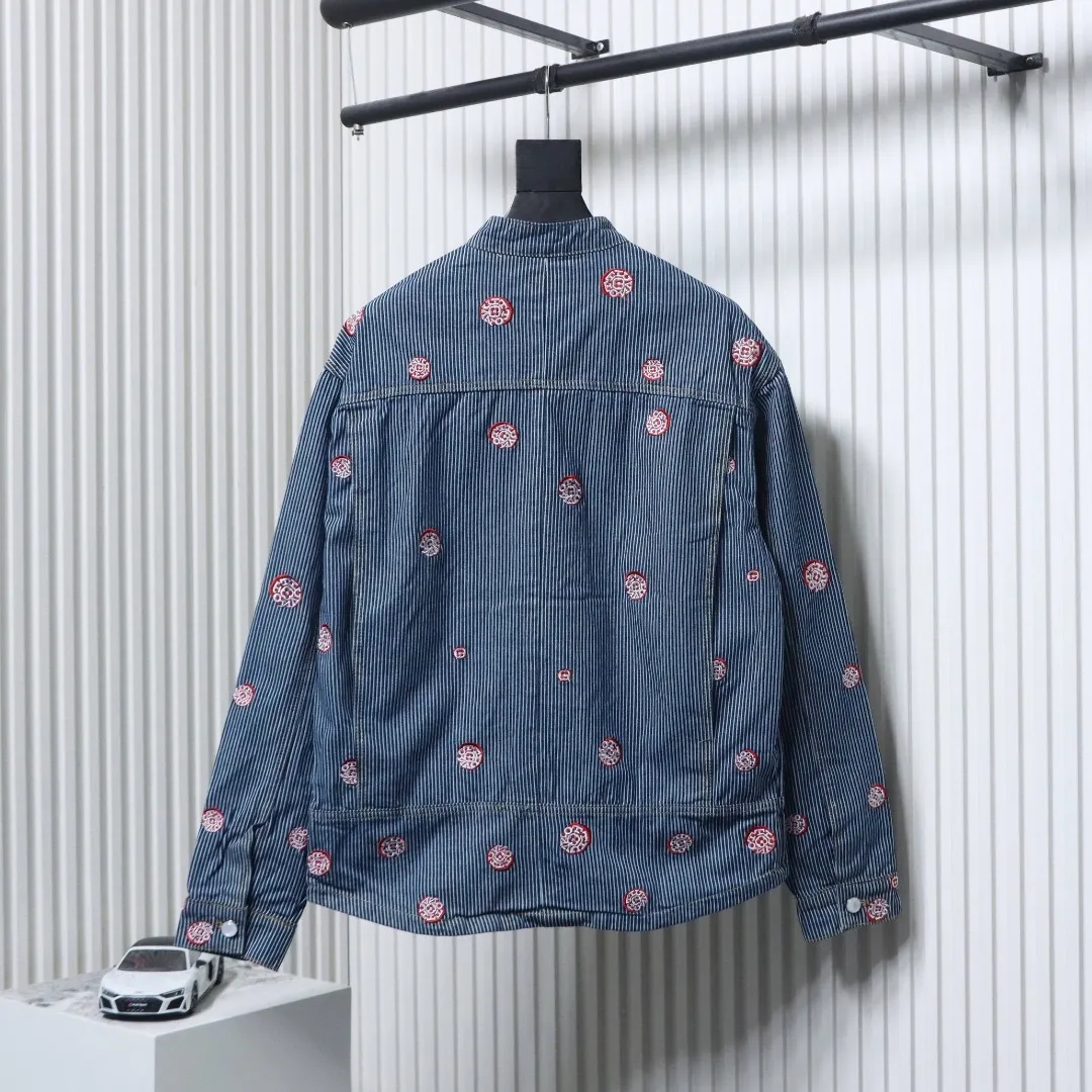 LU Denim Jacket With Cherry Blossom Stripes - Image 2