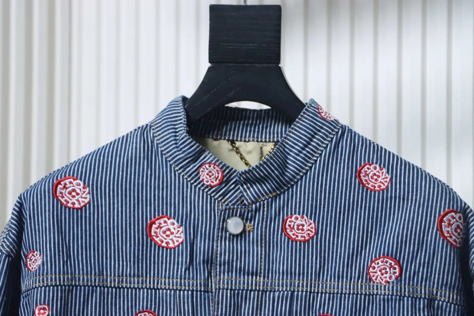 LU Denim Jacket With Cherry Blossom Stripes - Image 3