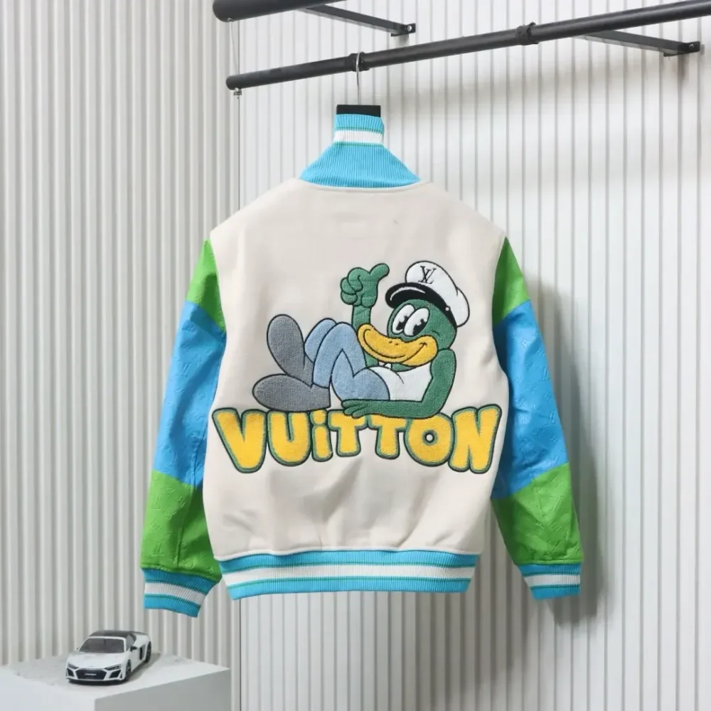 LU Embroidered Duck Towel sleeves with monogram embossed baseball jacket - Image 2