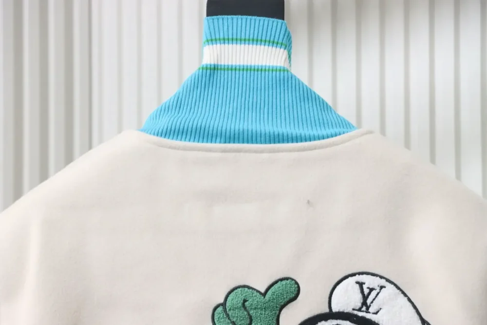 LU Embroidered Duck Towel sleeves with monogram embossed baseball jacket - Image 4