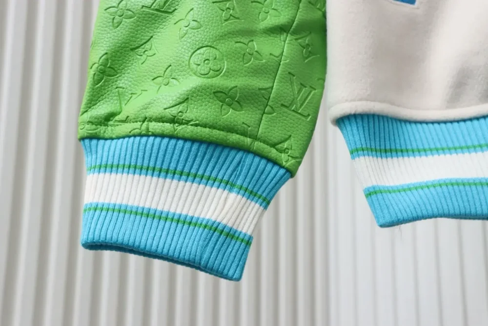 LU Embroidered Duck Towel sleeves with monogram embossed baseball jacket - Image 5
