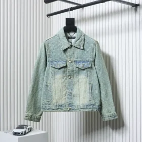 LU FA Denim Jacket With All-Over Monogram Print