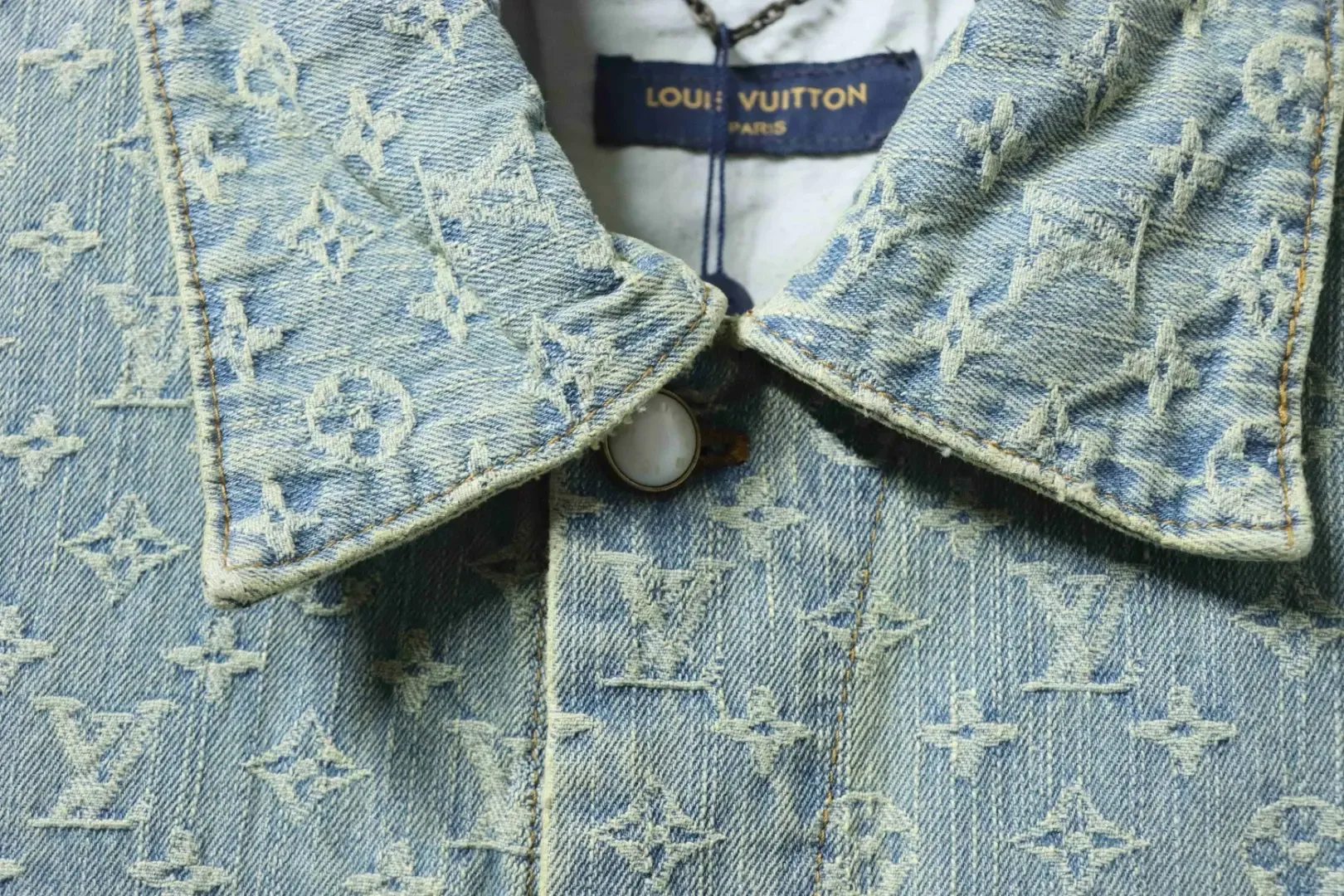 LU FA Denim Jacket With All-Over Monogram Print - Image 5