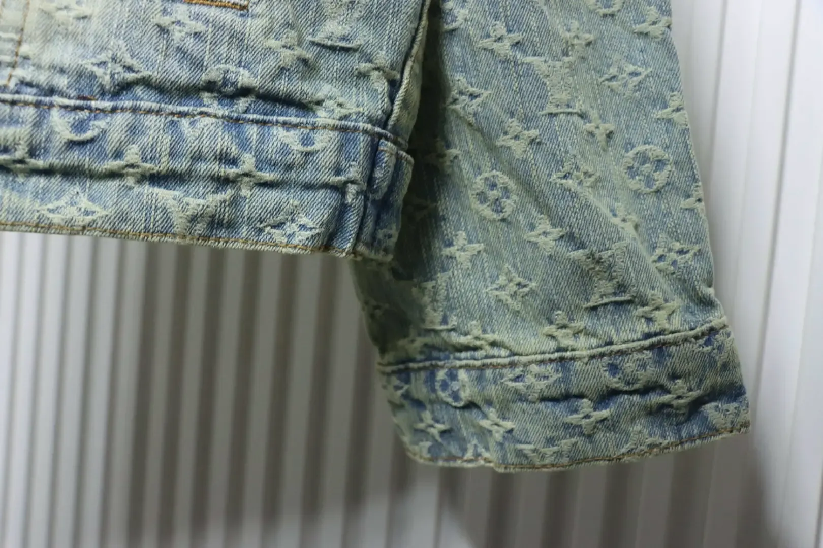 LU FA Denim Jacket With All-Over Monogram Print - Image 6