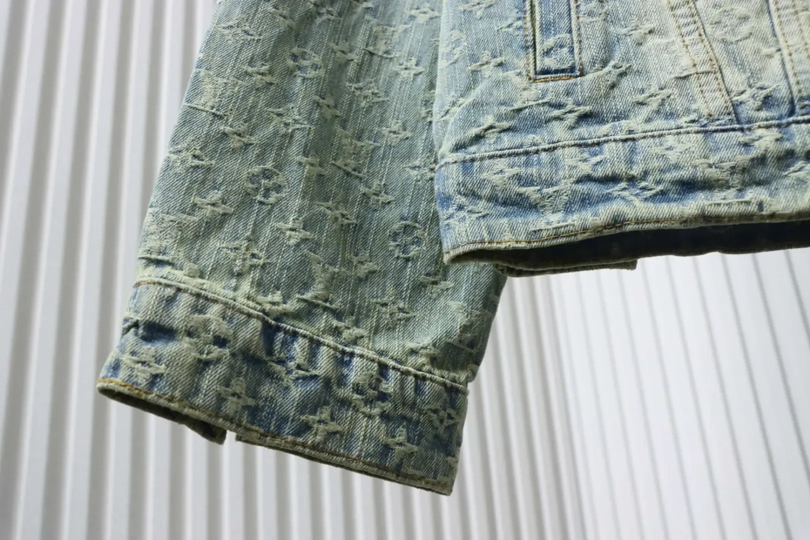 LU FA Denim Jacket With All-Over Monogram Print - Image 7