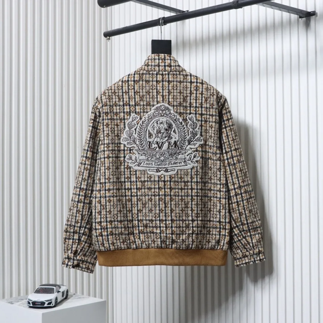 LU Jacket With Embroidered Badge And All-Over Monogram Check Pattern - Image 2
