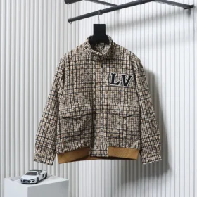 LU Jacket With Embroidered Badge And All-Over Monogram Check Pattern