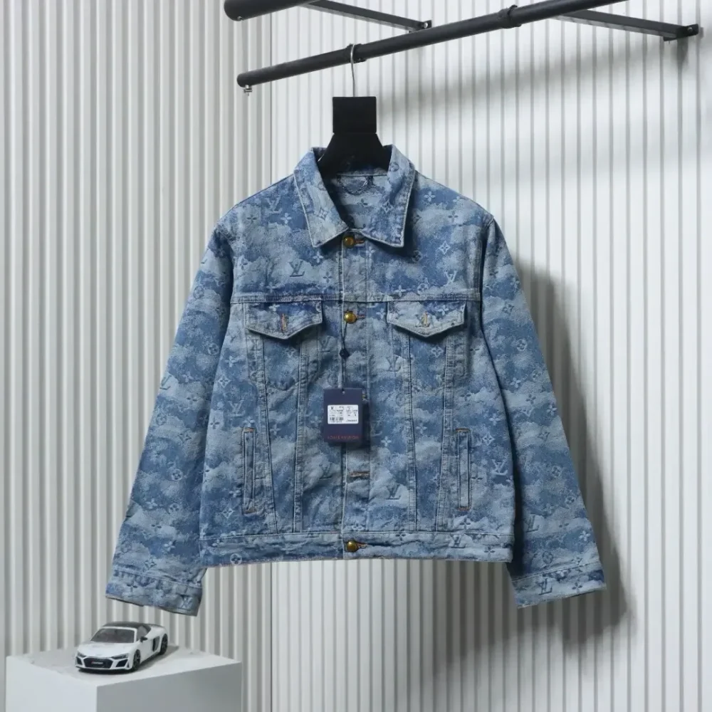 LU Jacquard Denim Jacket With Cloud Print