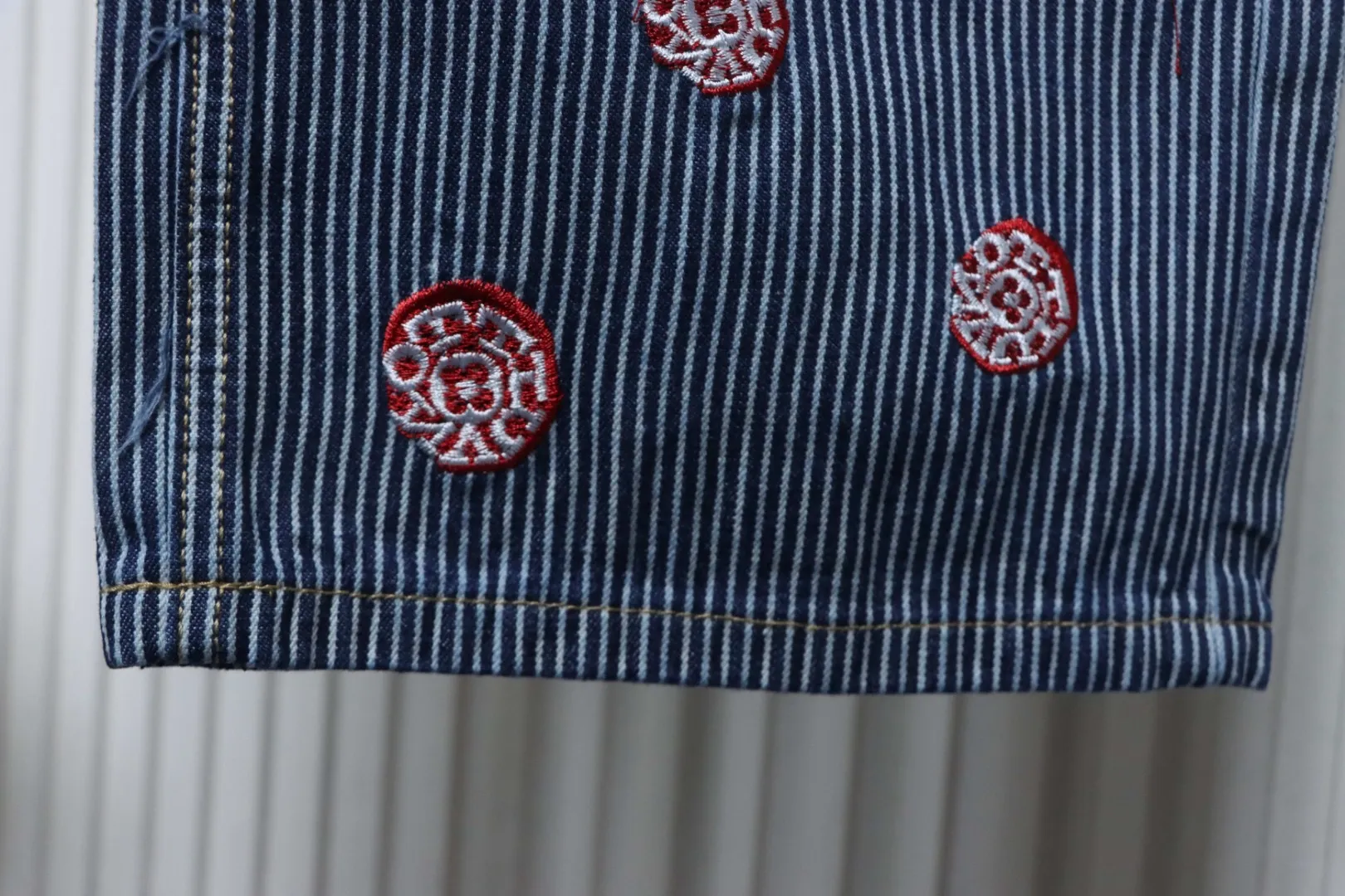 LU Striped Jeans With Cherry Blossom Pattern - Image 6