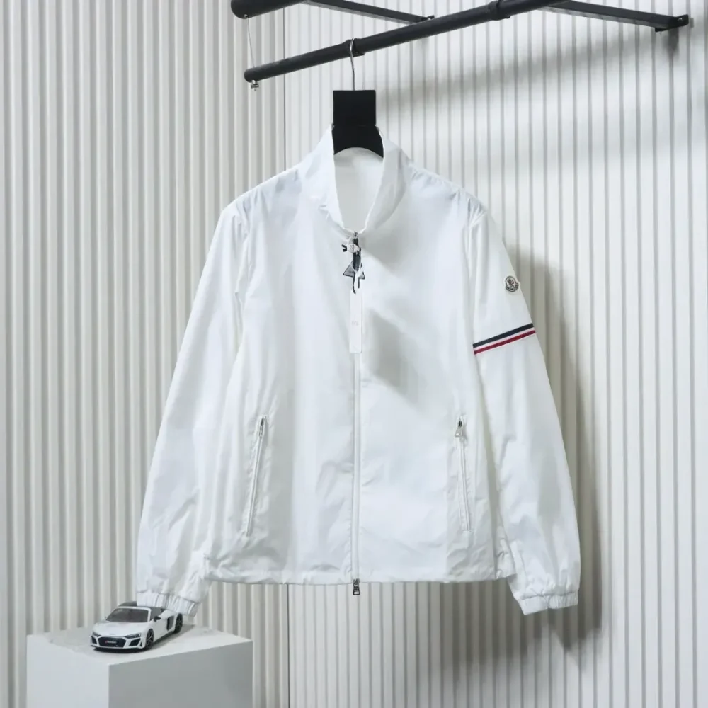 Nylon Jacket With Zip Pockets And Cuffs