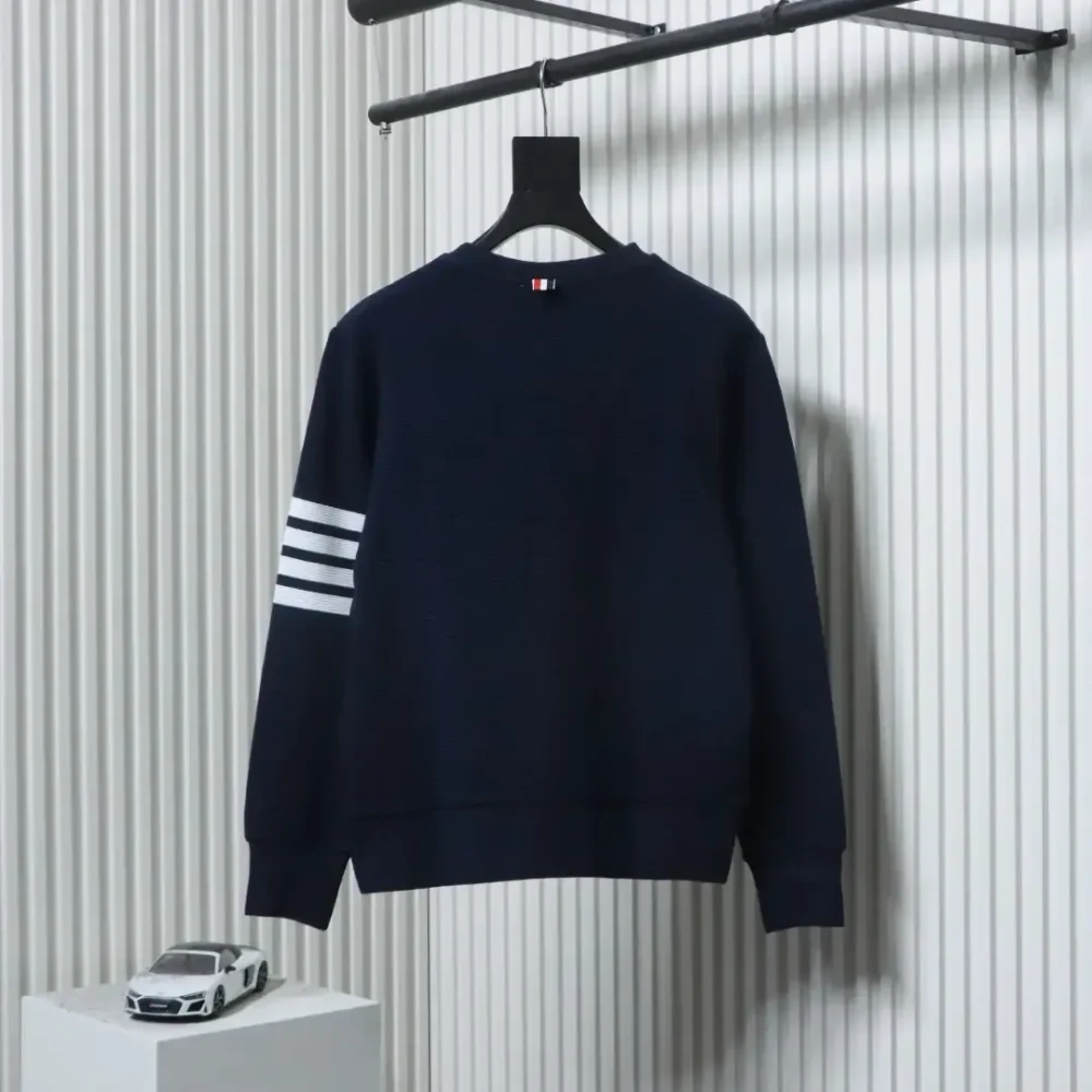 TB Crew Neck Sweatshirt With Waffle Structure In Water Wave Shape - Image 2