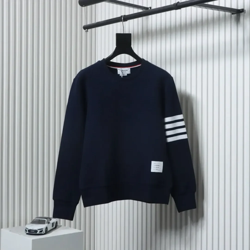 TB Crew Neck Sweatshirt With Waffle Structure In Water Wave Shape