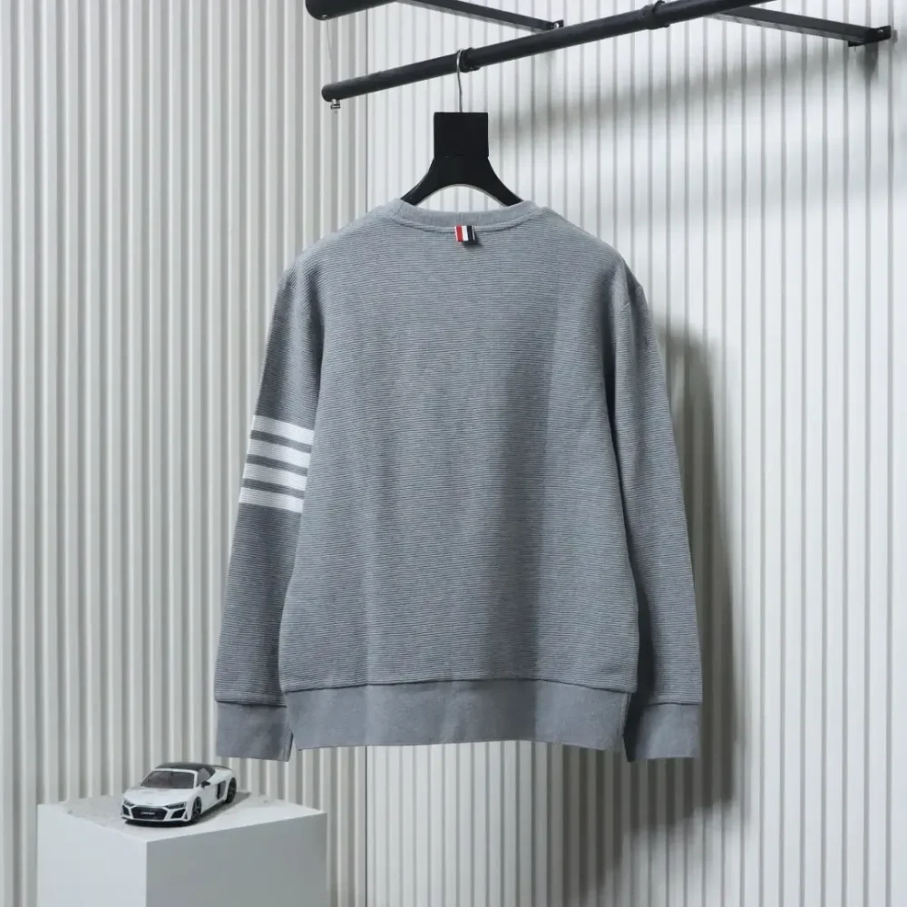TB Crew Neck Sweatshirt With Waffle Structure In Water Wave Shape - Image 12
