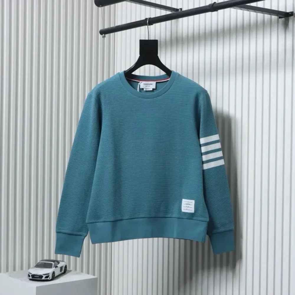 TB Crew Neck Sweatshirt With Waffle Structure In Water Wave Shape - Image 13