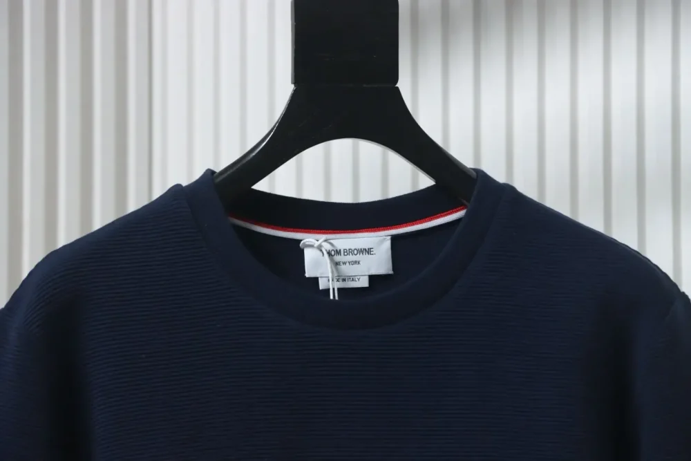 TB Crew Neck Sweatshirt With Waffle Structure In Water Wave Shape - Image 3