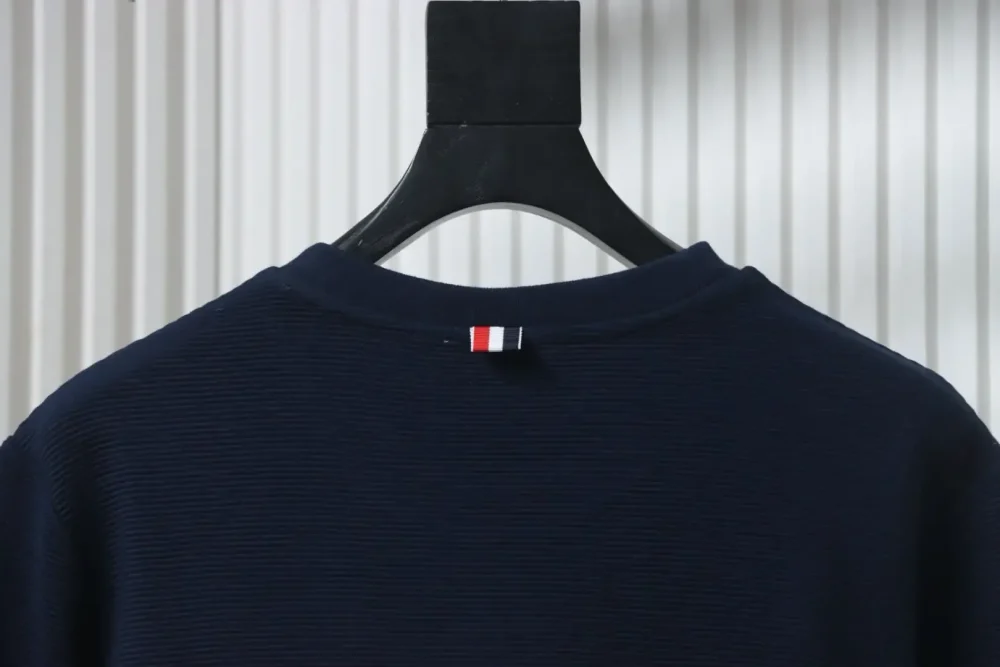 TB Crew Neck Sweatshirt With Waffle Structure In Water Wave Shape - Image 4