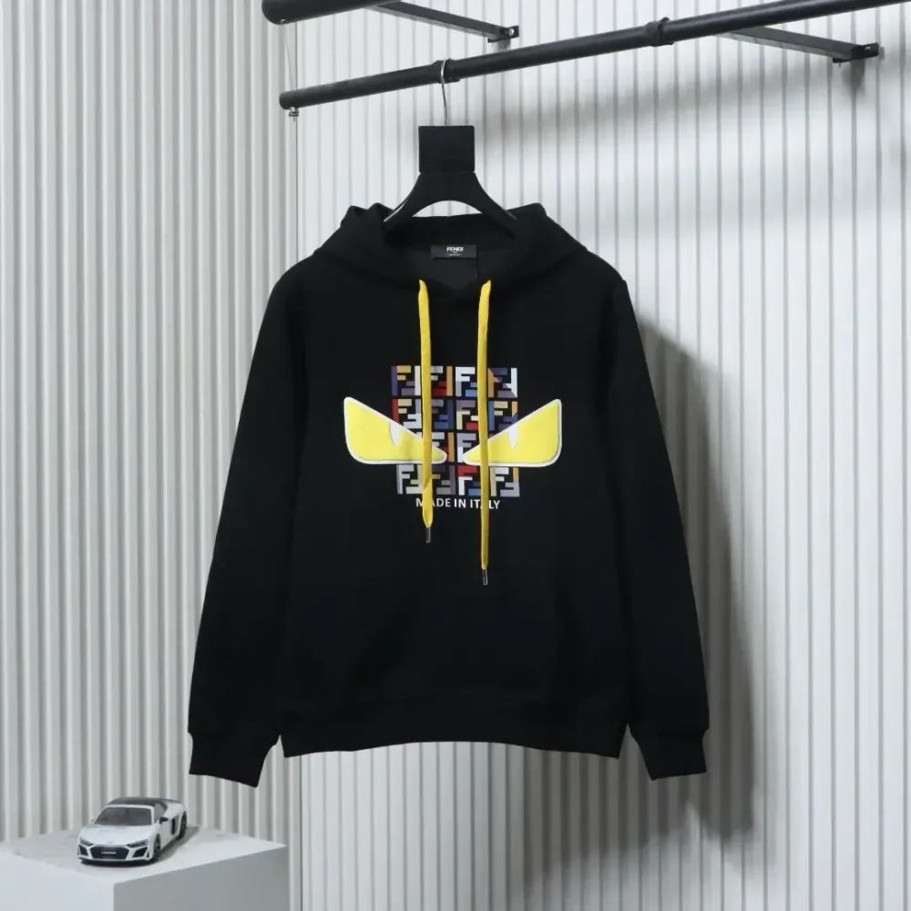 Towel hoodie with FF letter print and eye patch XXL