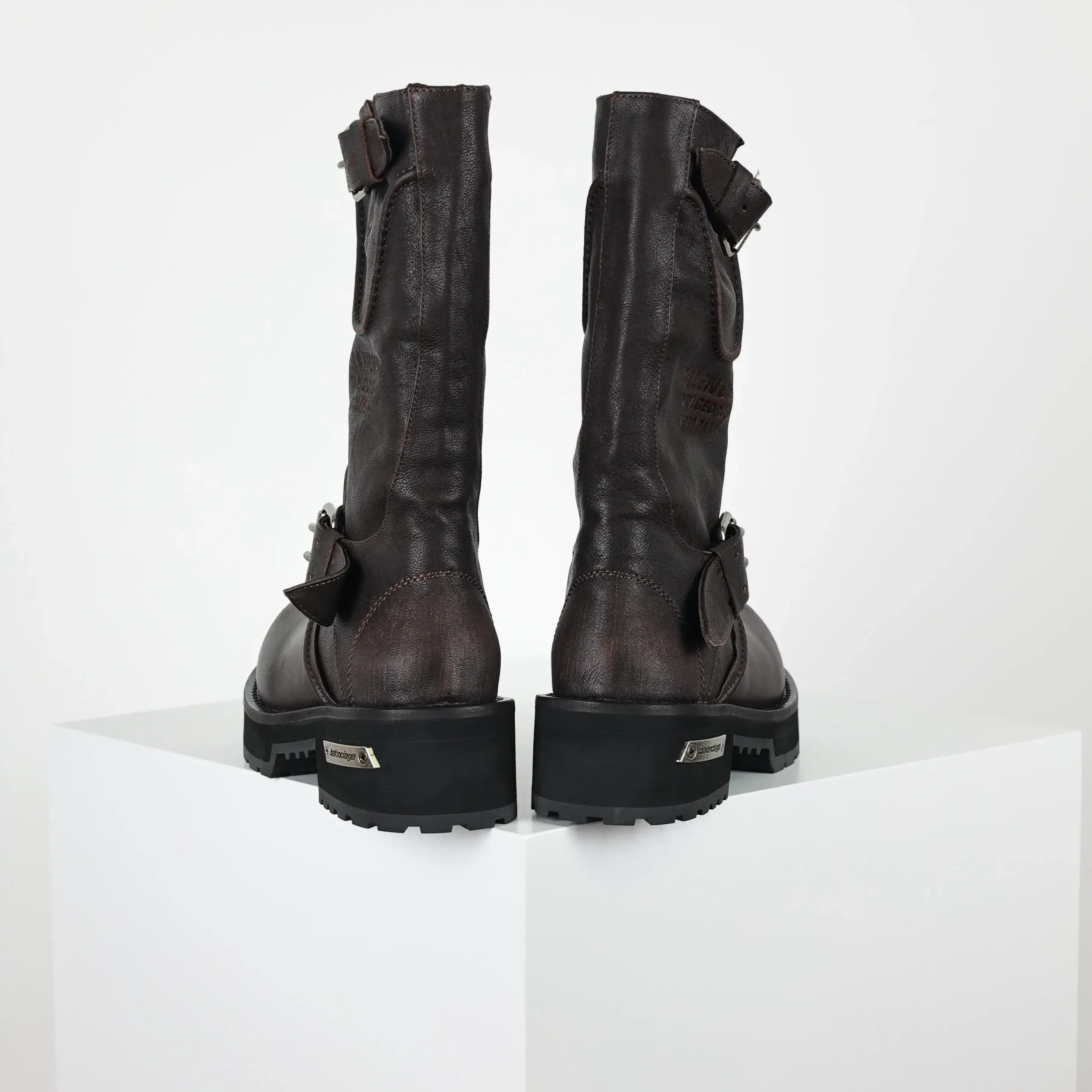 Balenciaga 25FW Venom Motorcycle Punk Martin Buckle Tall Boots Brown - Image 8