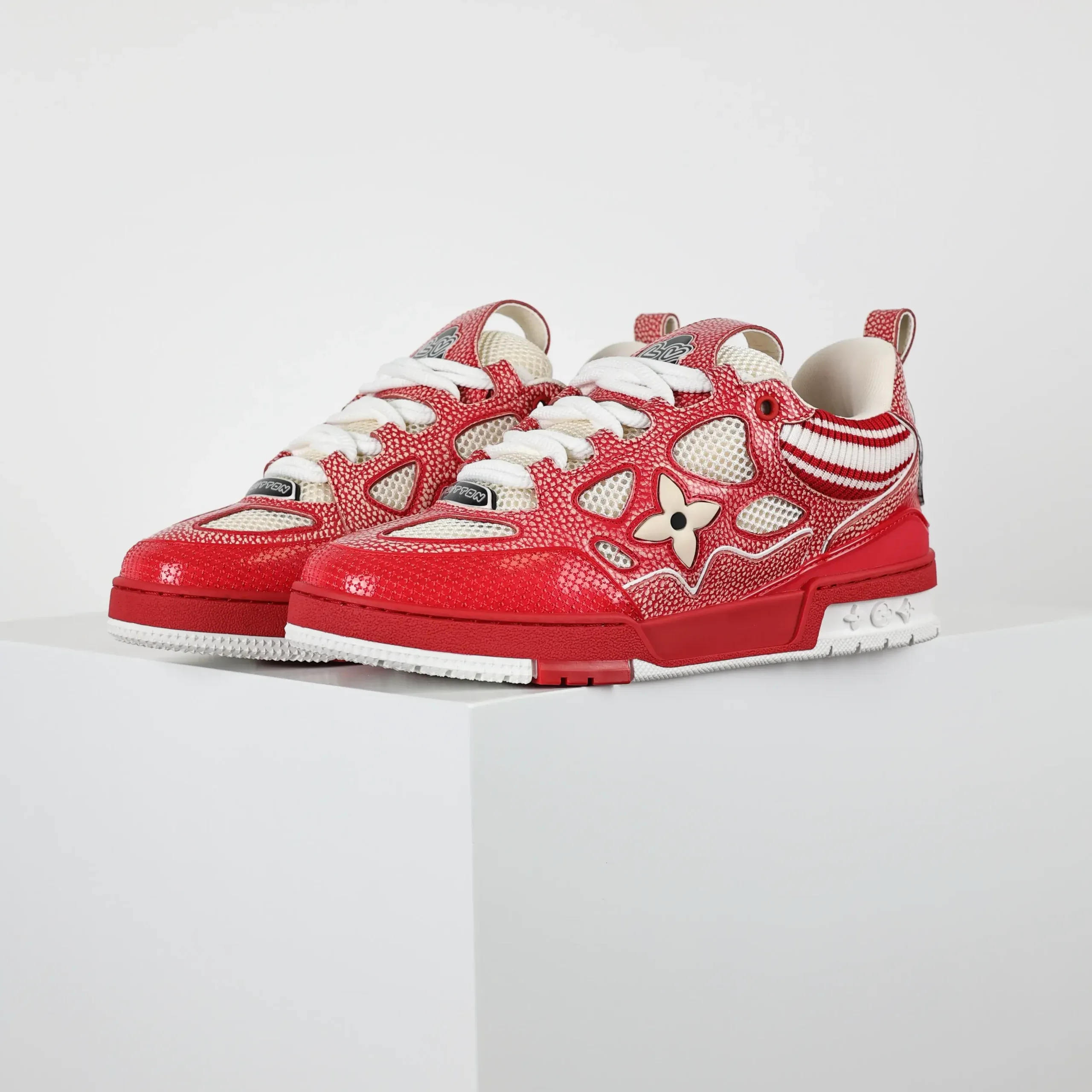 Skate Sneaker Knitted Collar Red - Image 3