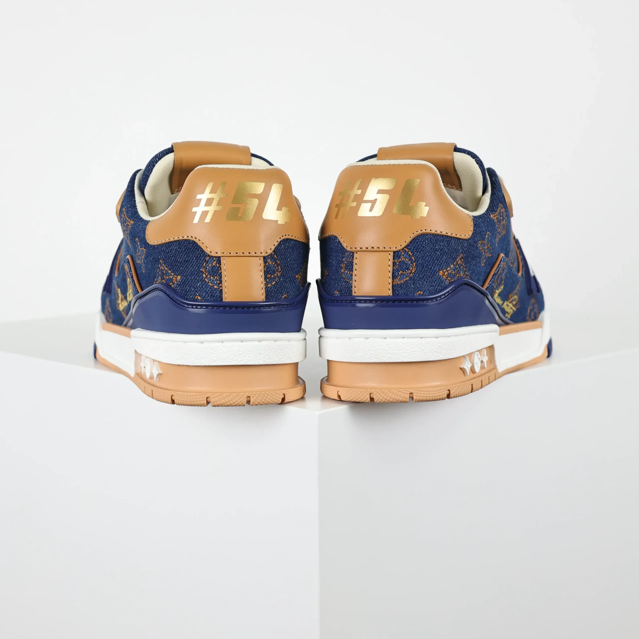 Sneaker Skate Shoes In Blue Calfskin And Denim With Embroidered Letters - Image 6