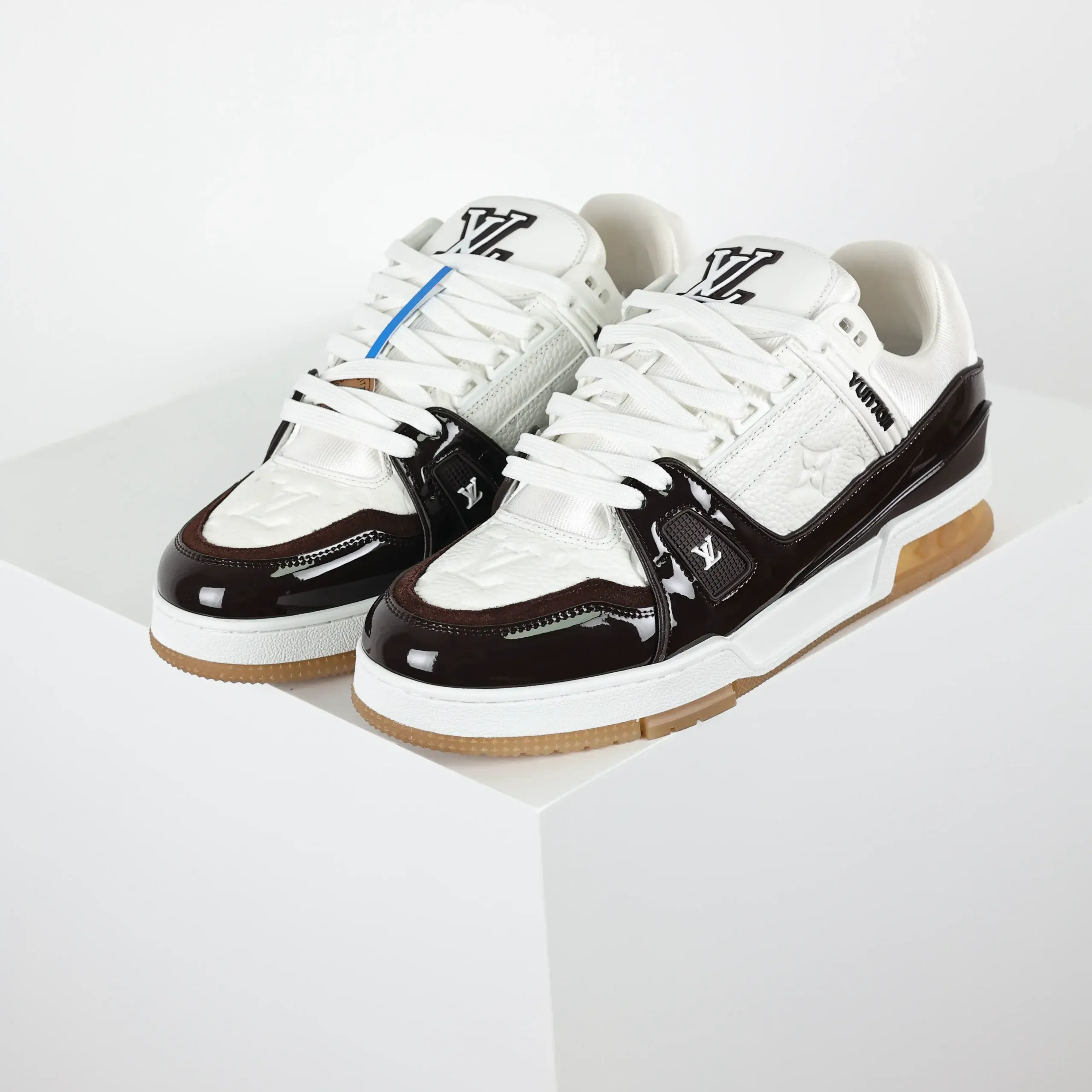 Trainer Sneaker Monogram Grained Calfskin and Patent Leather Black