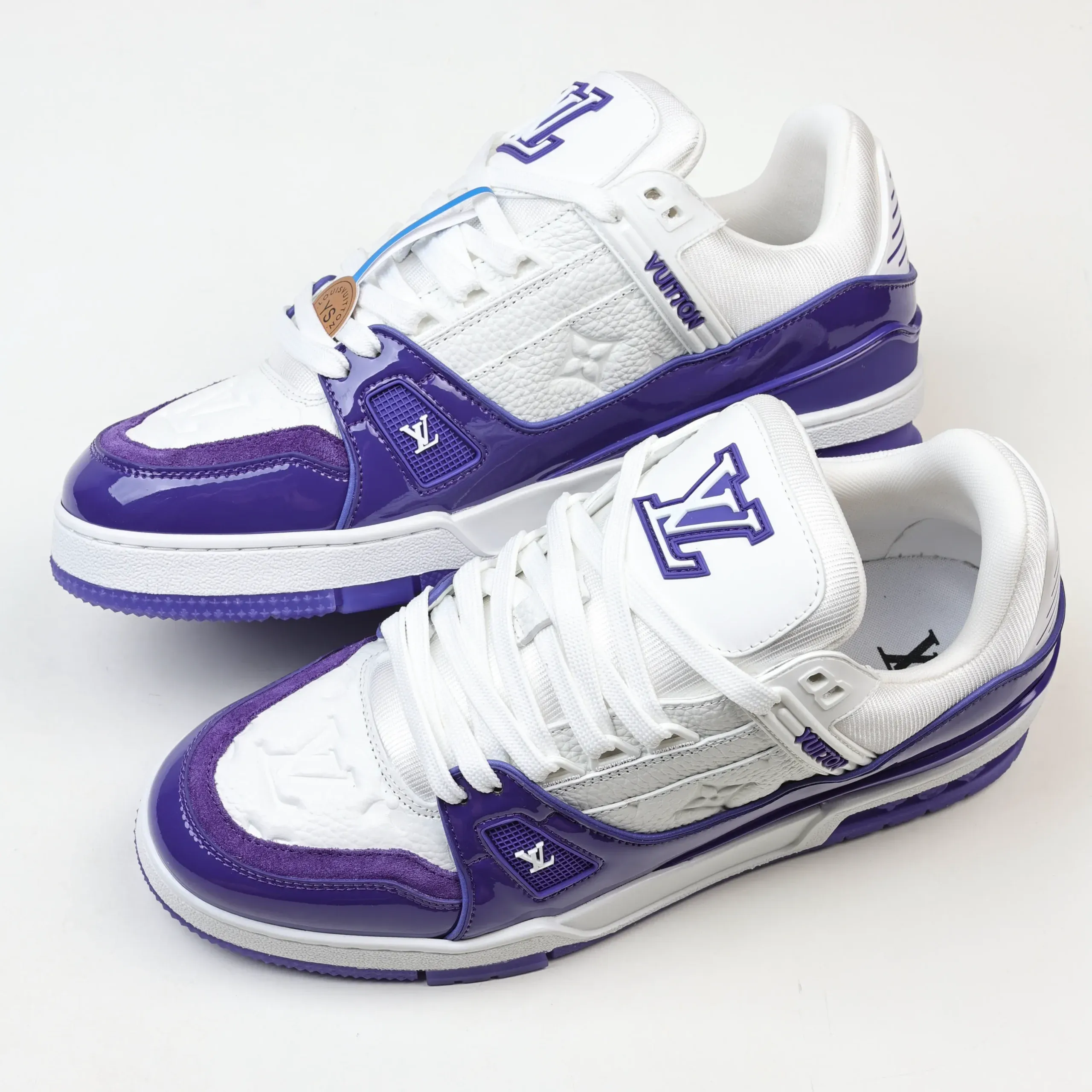 Trainer sneaker in purple grained calfskin and patent leather with Monogram logo - Image 6