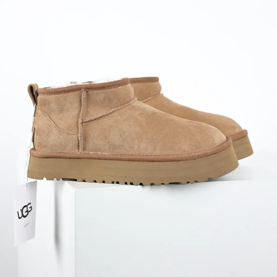 UGG Kids Classic Ultra Mini Platform Ankle Boots Sand - Image 3