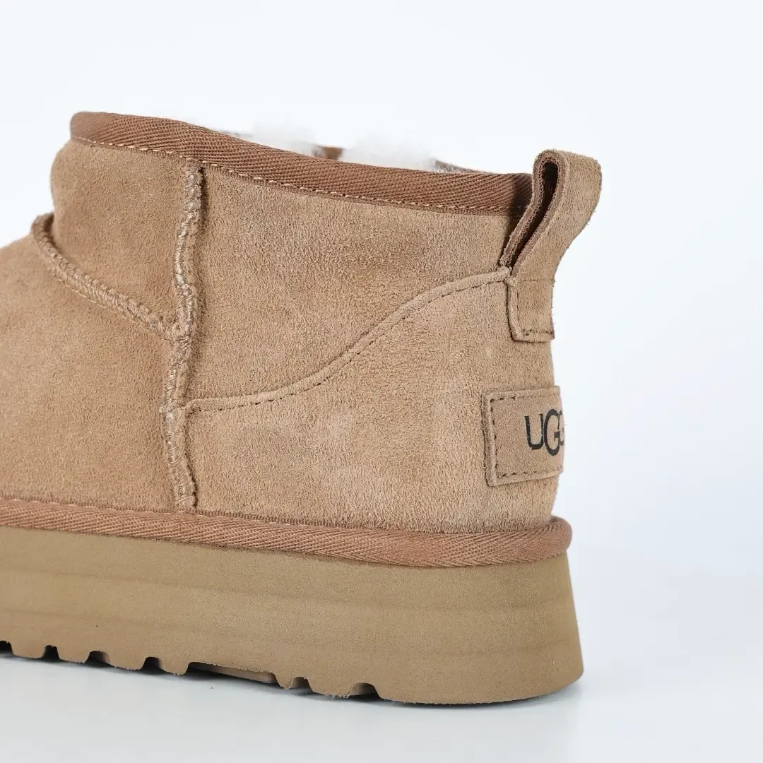 UGG Kids Classic Ultra Mini Platform Ankle Boots Sand - Image 9