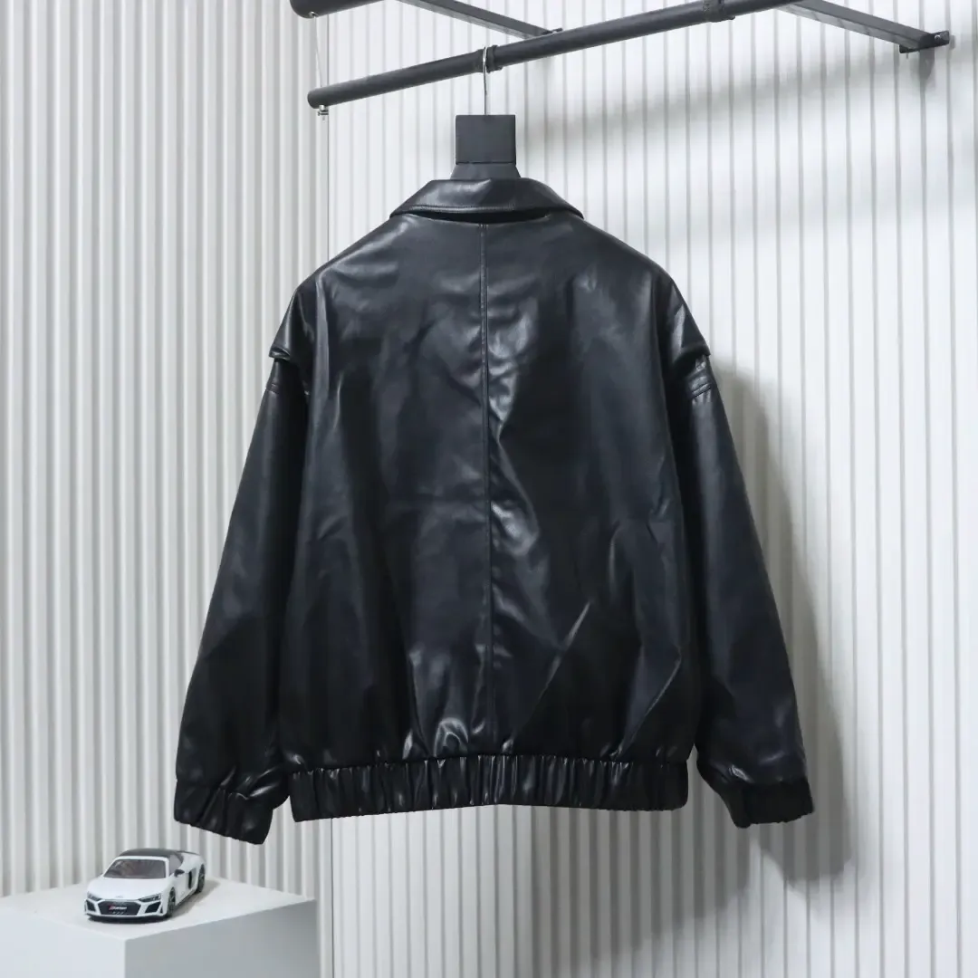 Adidas X FEIFEI RUAN Collaboration: Adidas Originals Leather Jacket With Collar - Image 2