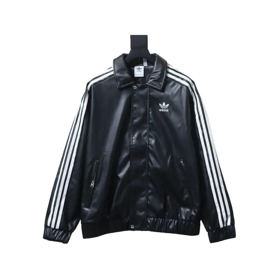 Adidas X FEIFEI RUAN Collaboration: Adidas Originals Leather Jacket With Collar