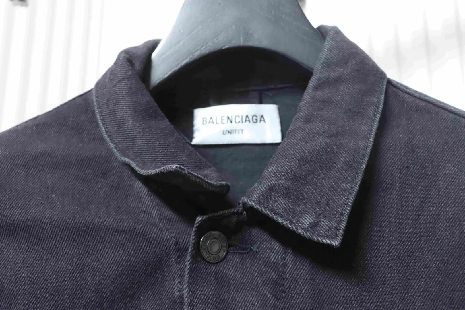 Balenciaga BLCG 23SS Washed Sanskrit Eiffel Tower Denim Jacket - Image 8