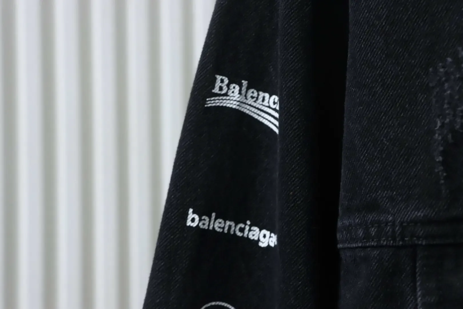 Balenciaga Denim Jacket With All Over Logo And Lettering On The Back - Image 7