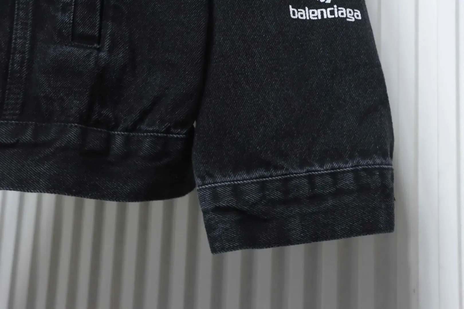 Balenciaga Denim Jacket With All Over Logo And Lettering On The Back - Image 8