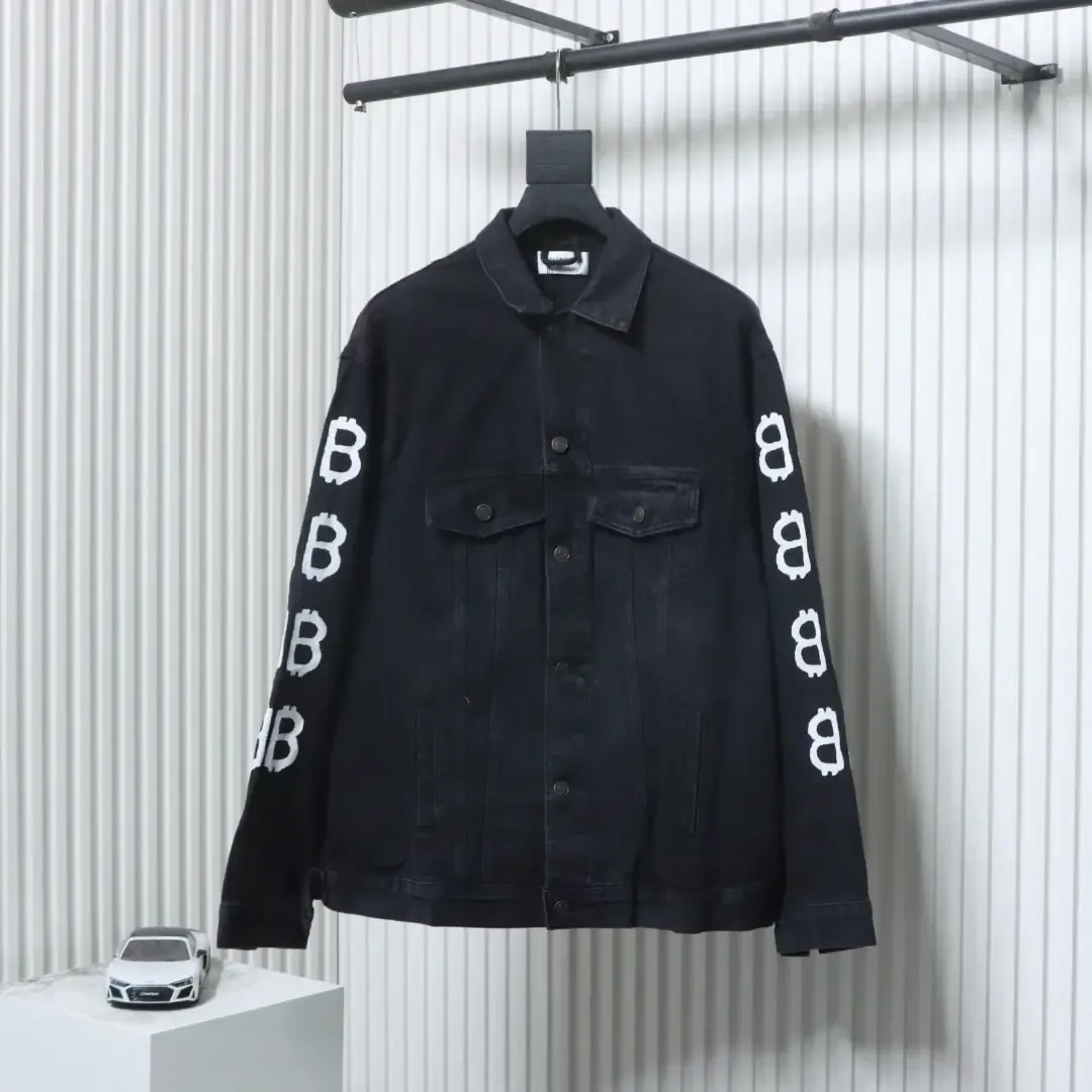 Balenciaga Denim Jacket With Hand Painted Graffiti Print By Double - Image 13