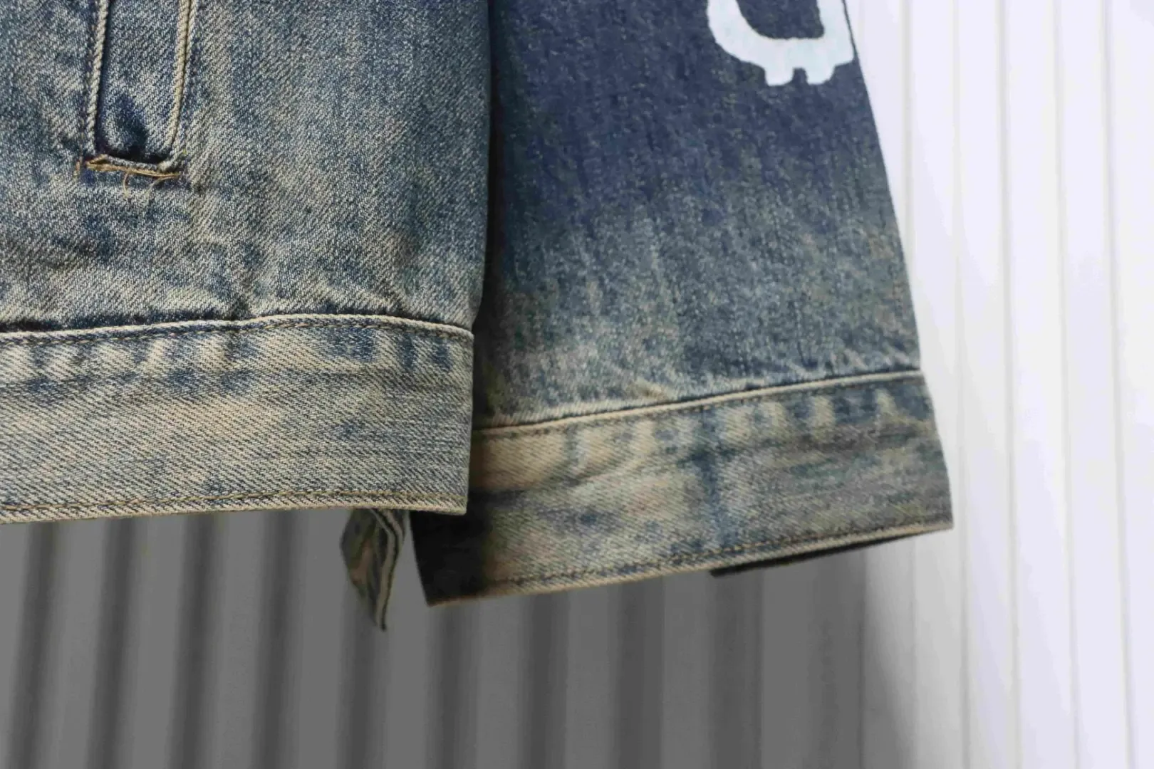 Balenciaga Denim Jacket With Hand Painted Graffiti Print By Double - Image 8