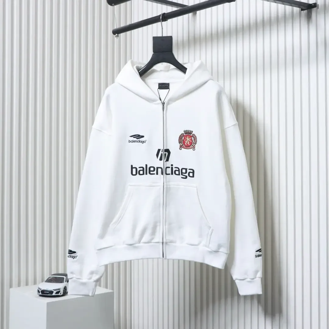 Balenciaga X Manchester United Embroidered 01 Zip-Up Hoodie