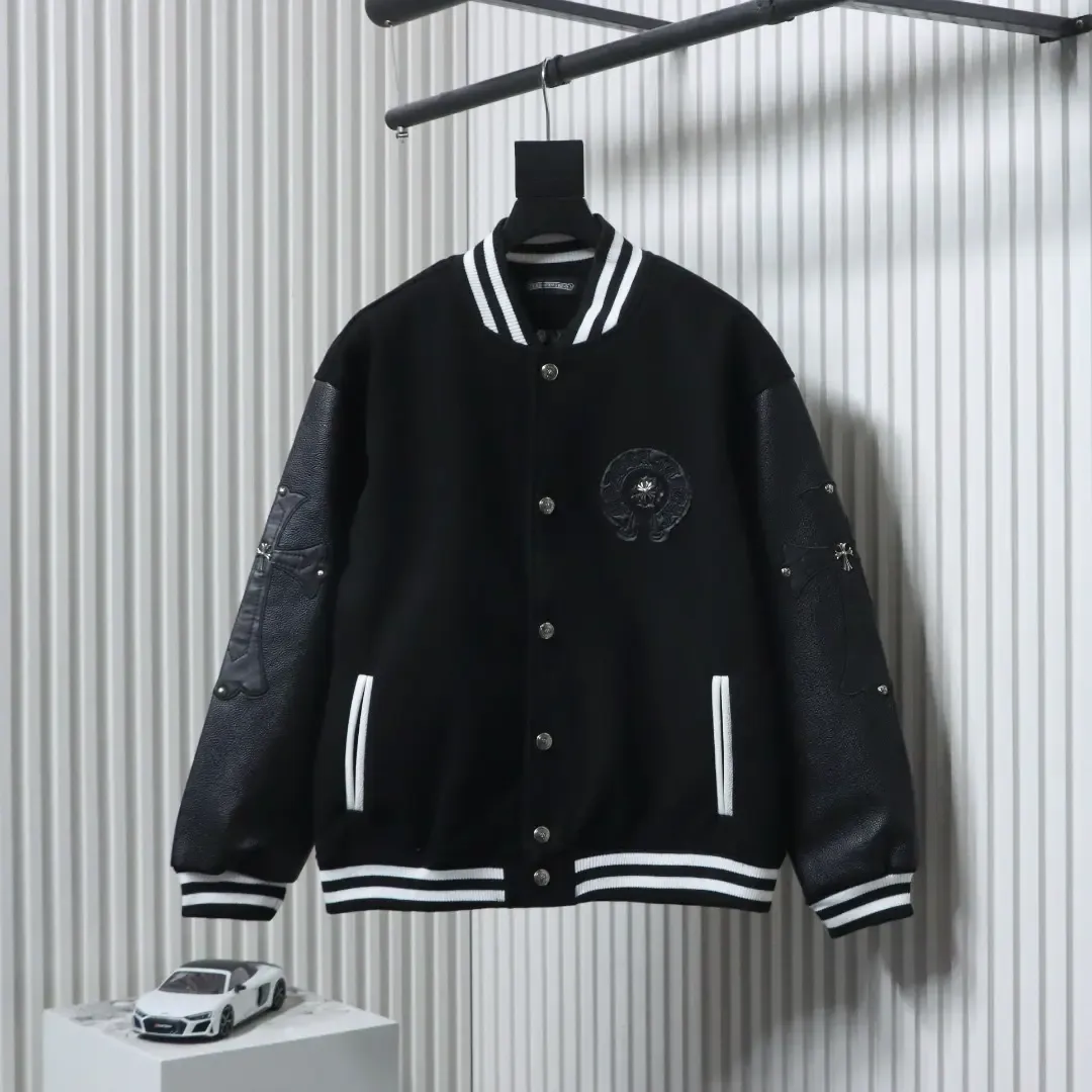 Baseball Jacket With Cross Pattern