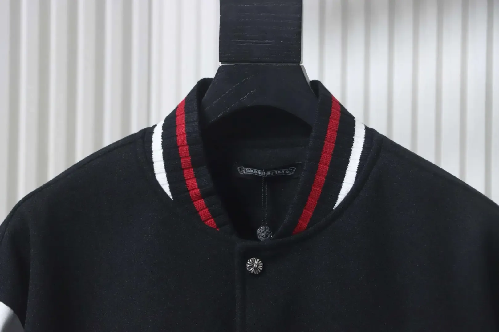 Baseball Jacket With Horseshoe Embroidery And Patchwork Pattern - Image 3