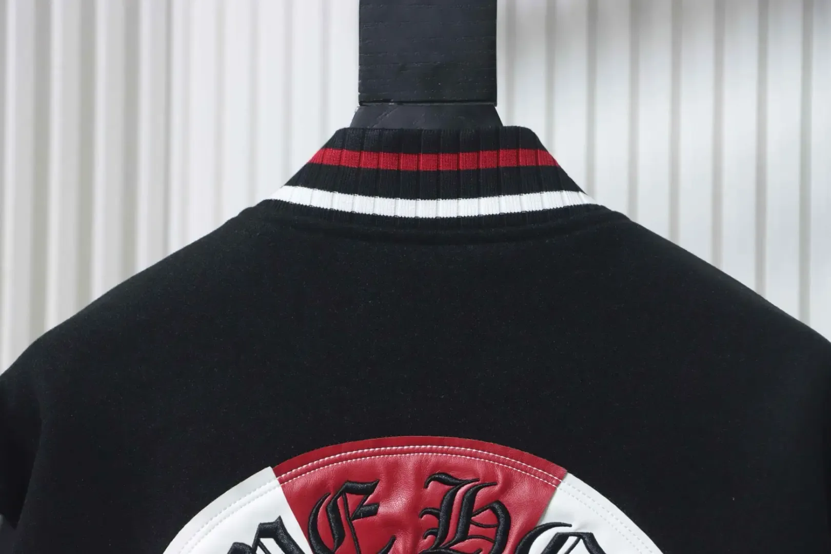 Baseball Jacket With Horseshoe Embroidery And Patchwork Pattern - Image 4