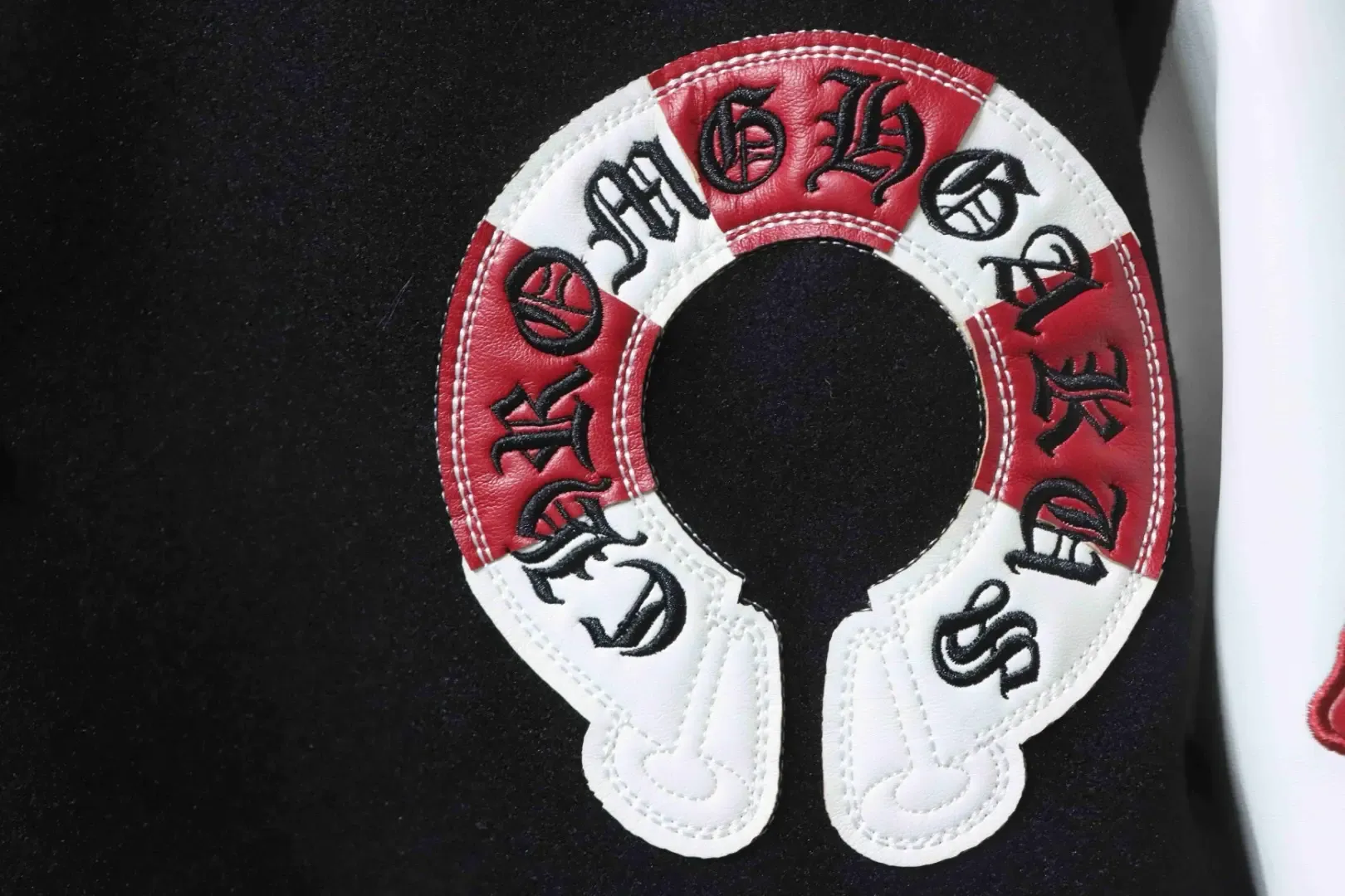 Baseball Jacket With Horseshoe Embroidery And Patchwork Pattern - Image 5