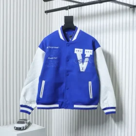 Baseball Jacket With V Shaped Embroidery And Patchwork Details