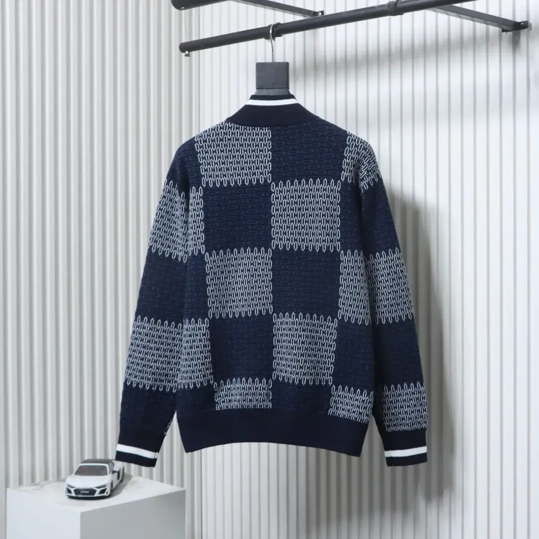 Checked Jacquard Cardigan With Zipper - Image 2