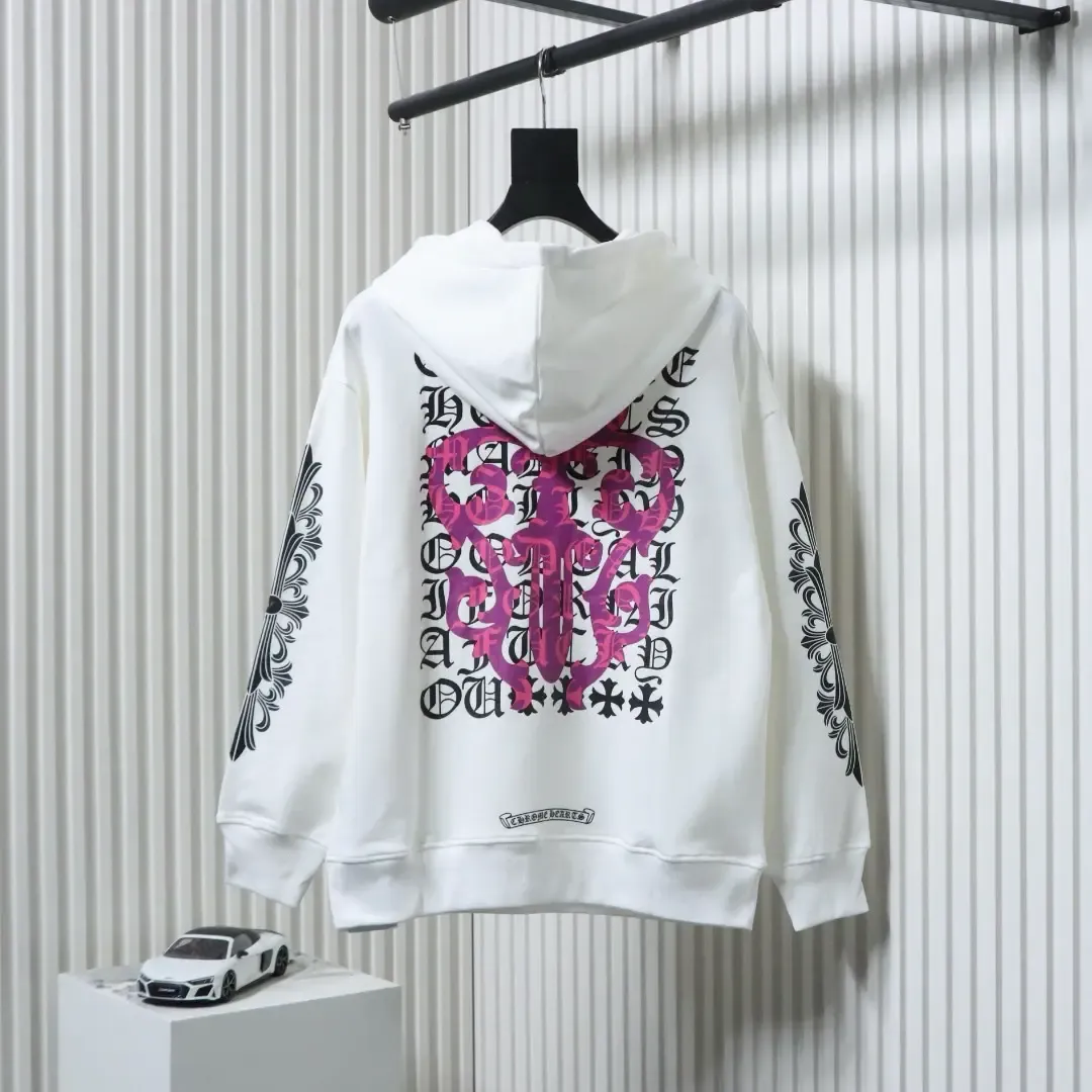 Classic Purple Hoodie With Sword Sanskrit Hand And Cross Print - Image 2