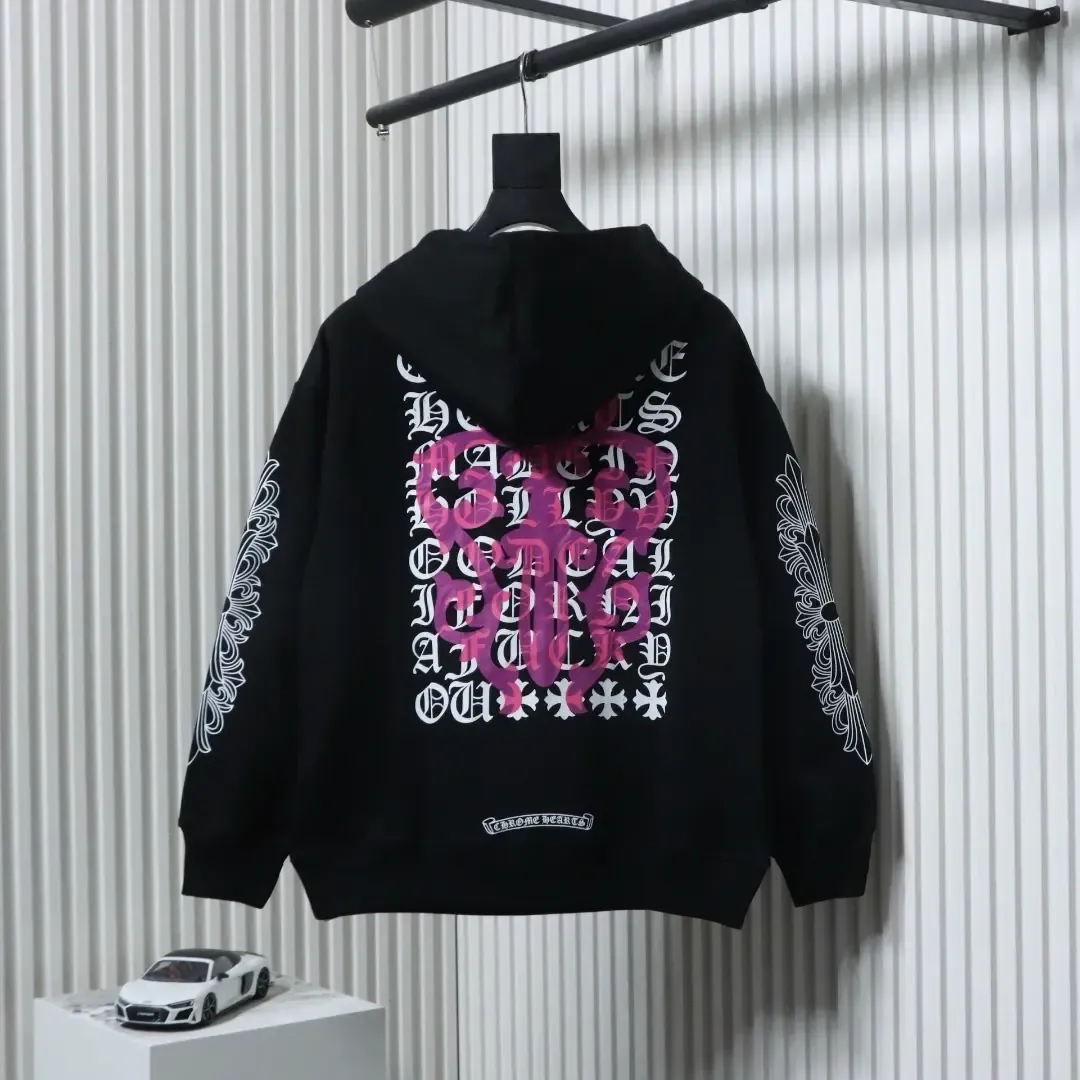 Classic Purple Hoodie With Sword Sanskrit Hand And Cross Print - Image 10